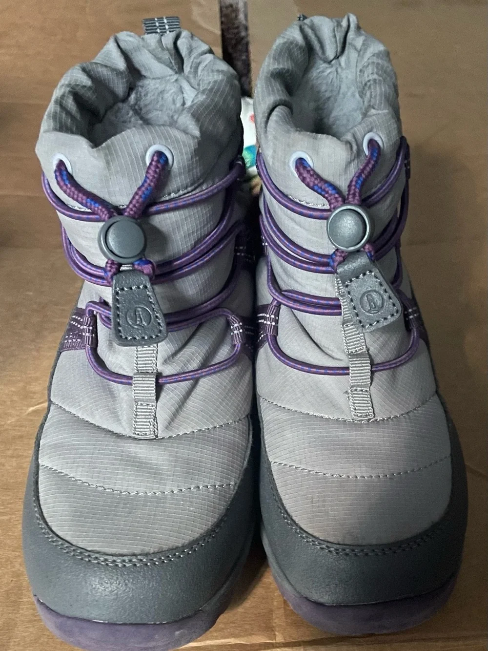 Lands' End Kids Gray and Purple Snow Boots
